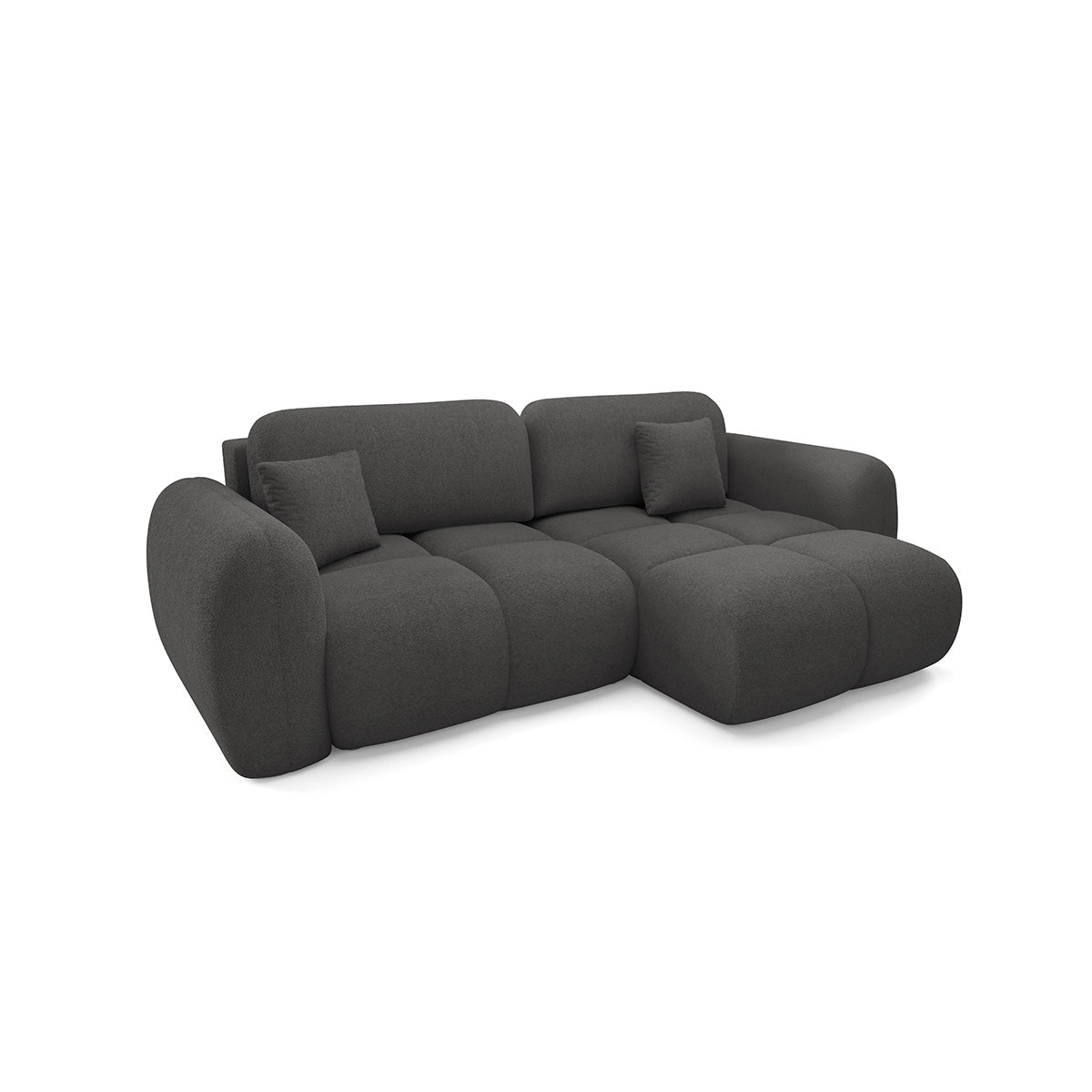 Canapé d'angle réversible convertible 3 places avec coffre Livio Gris foncé - vue 2