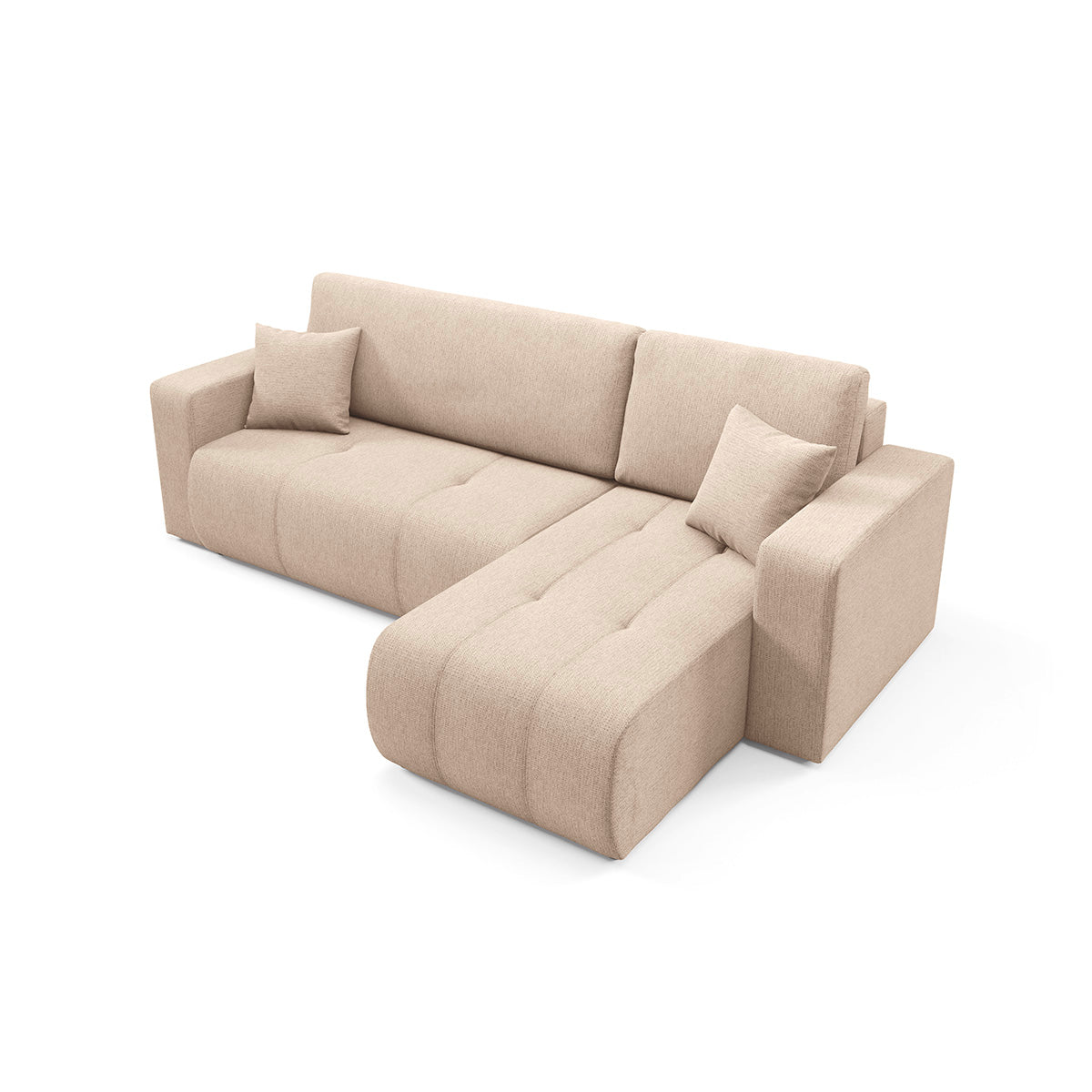 Canapé d'angle réversible convertible 3 places avec coffre Vasco Beige - vue 4