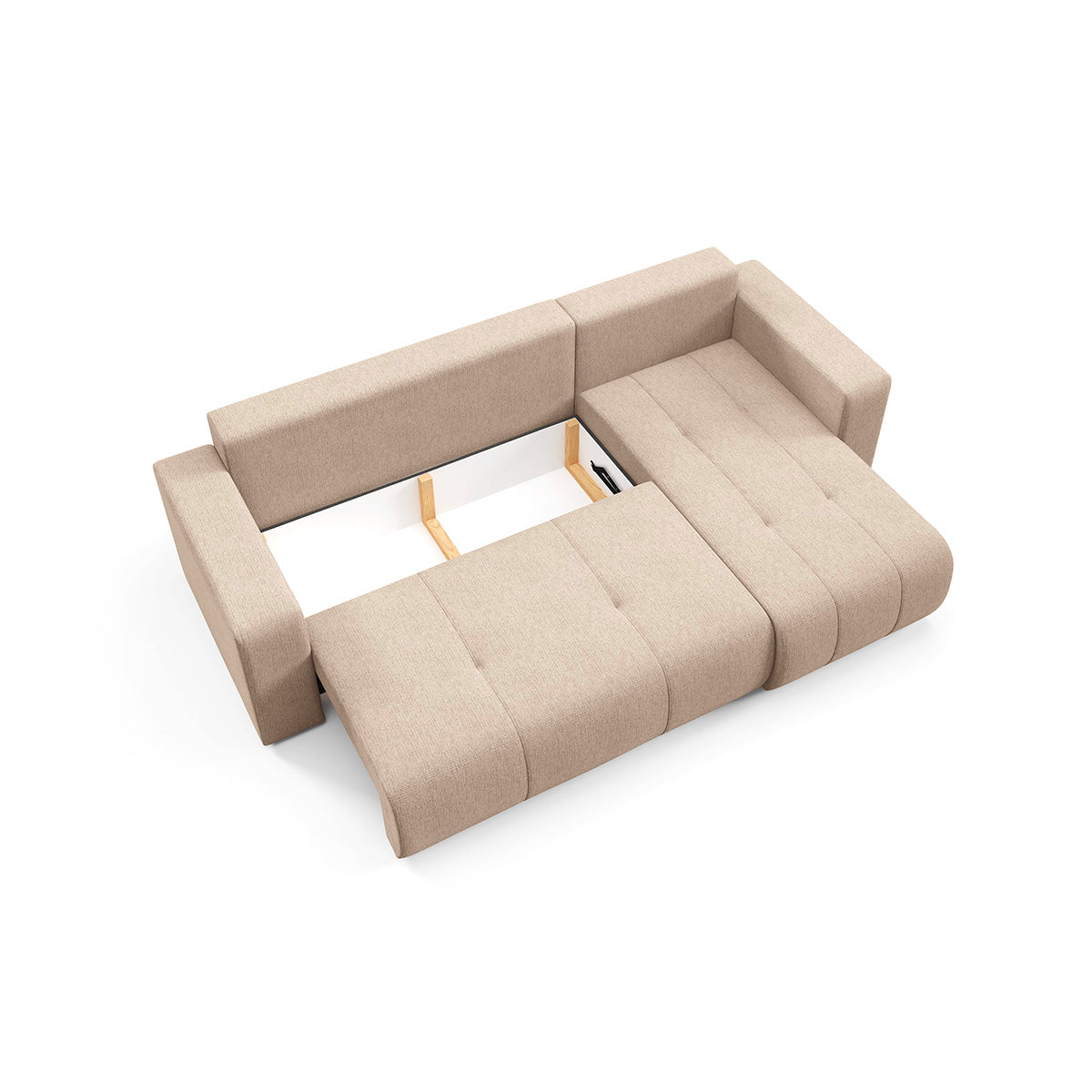 Canapé d'angle réversible convertible 3 places avec coffre Vasco Beige - vue 6