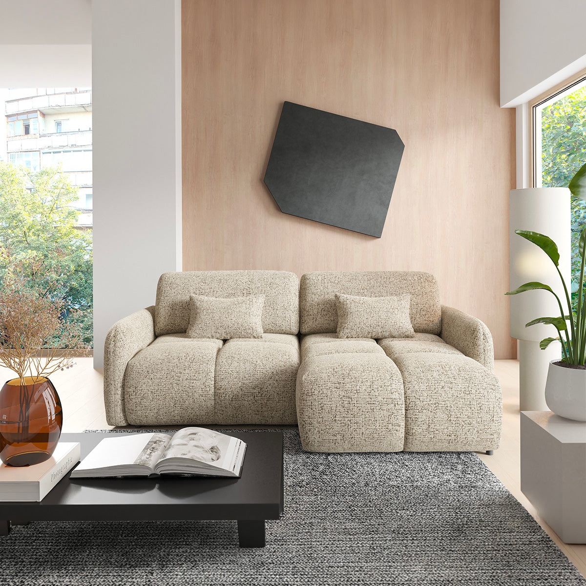 Canapé d'angle réversible convertible Vittoria Beige chiné