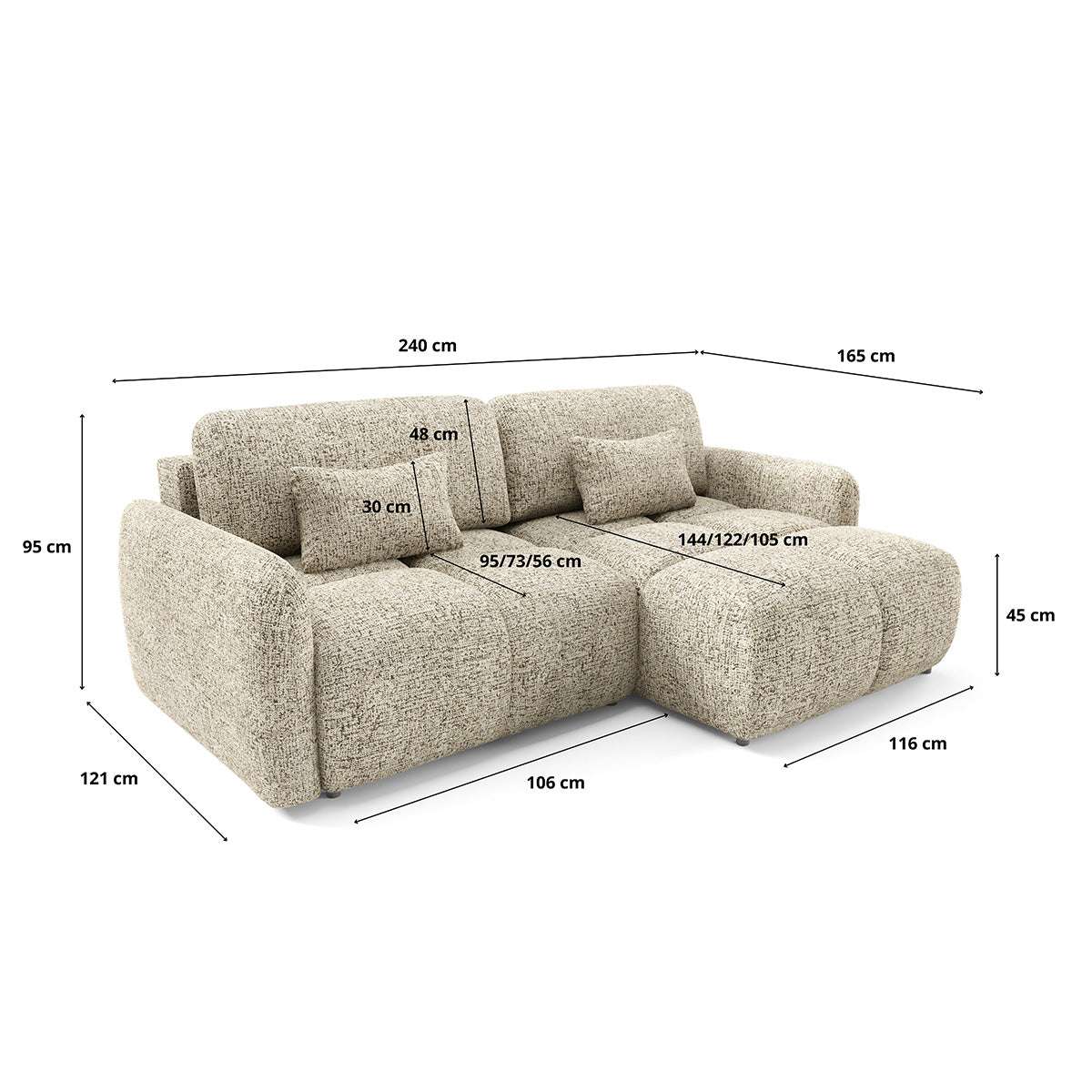 Canapé d'angle réversible convertible Vittoria Beige chiné - vue 9