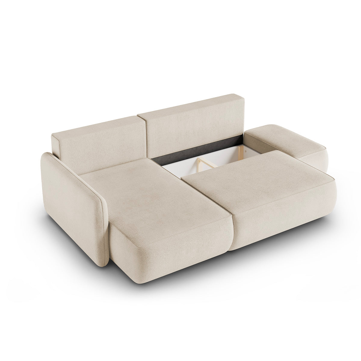 Canapé d'angle réversible et convertible 3 places avec coffre Alessio Beige - vue 3