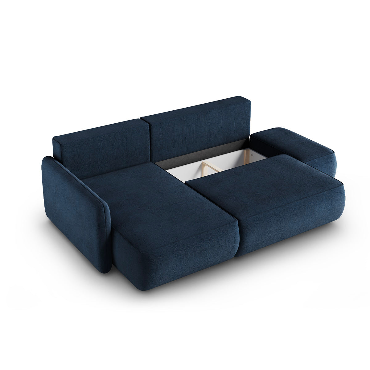 Canapé d'angle réversible et convertible 3 places avec coffre Alessio Bleu foncé - vue 3