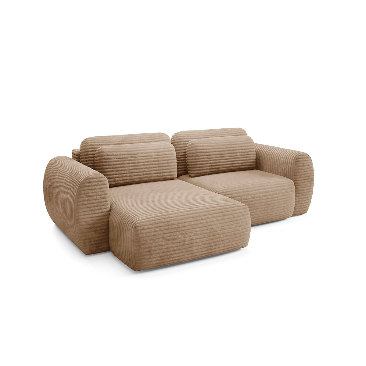 Canapé d'angle réversible et convertible 3 places avec coffre Camilla Beige - vue 3