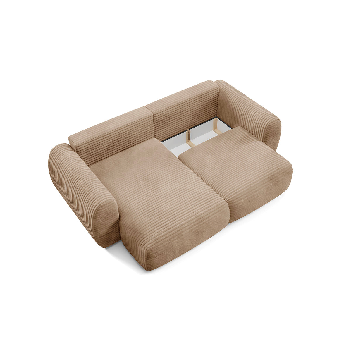 Canapé d'angle réversible et convertible 3 places avec coffre Camilla Beige - vue 4