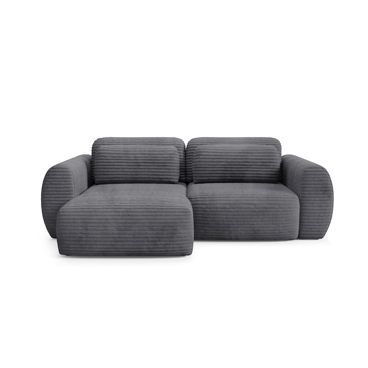 Canapé d'angle réversible et convertible 3 places avec coffre Camilla Gris foncé - vue 2