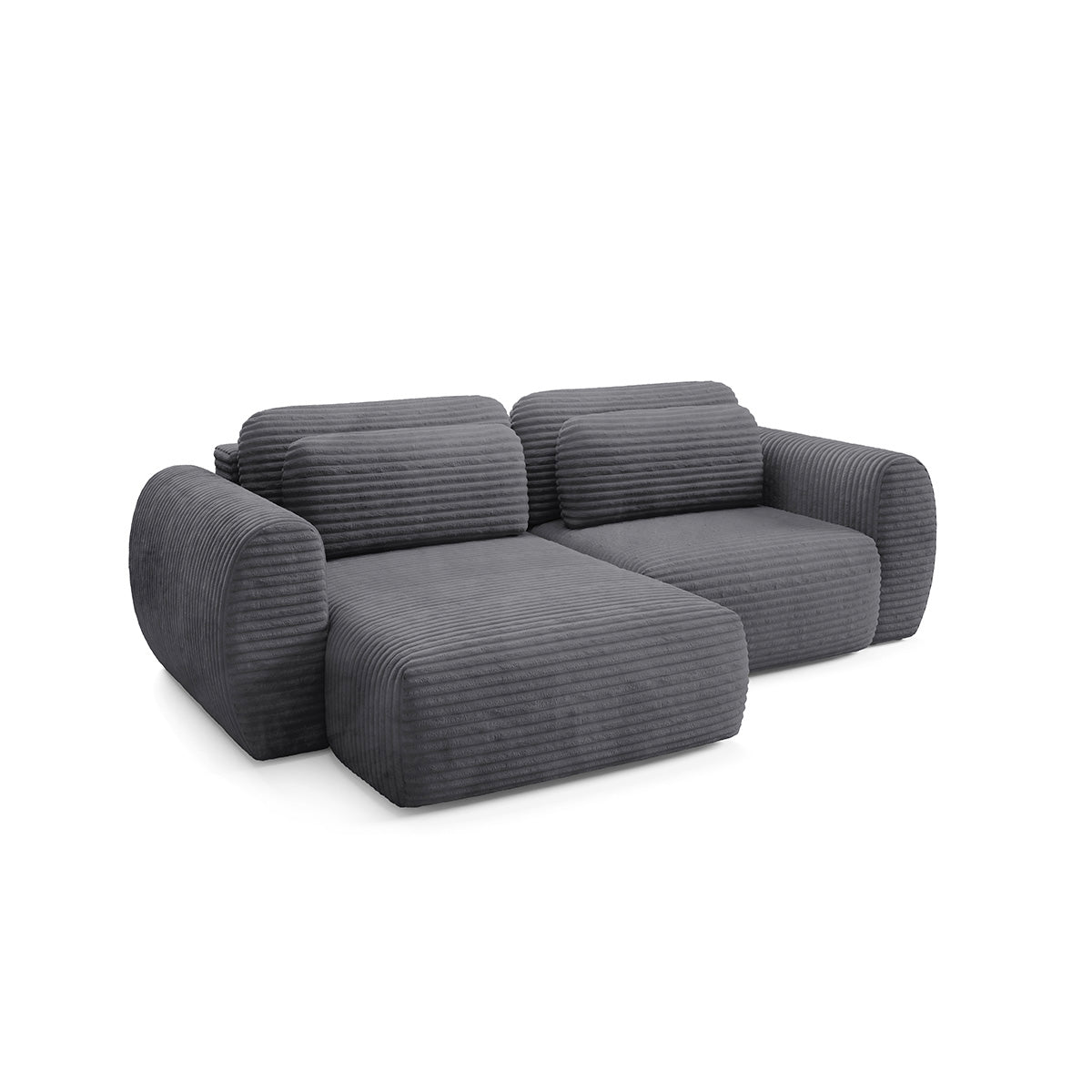 Canapé d'angle réversible et convertible 3 places avec coffre Camilla Gris foncé - vue 3