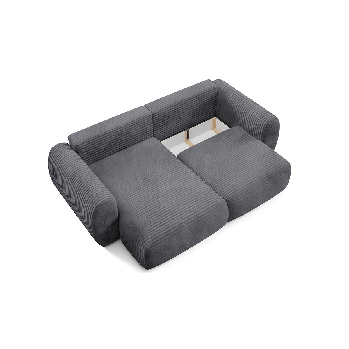 Canapé d'angle réversible et convertible 3 places avec coffre Camilla Gris foncé - vue 4