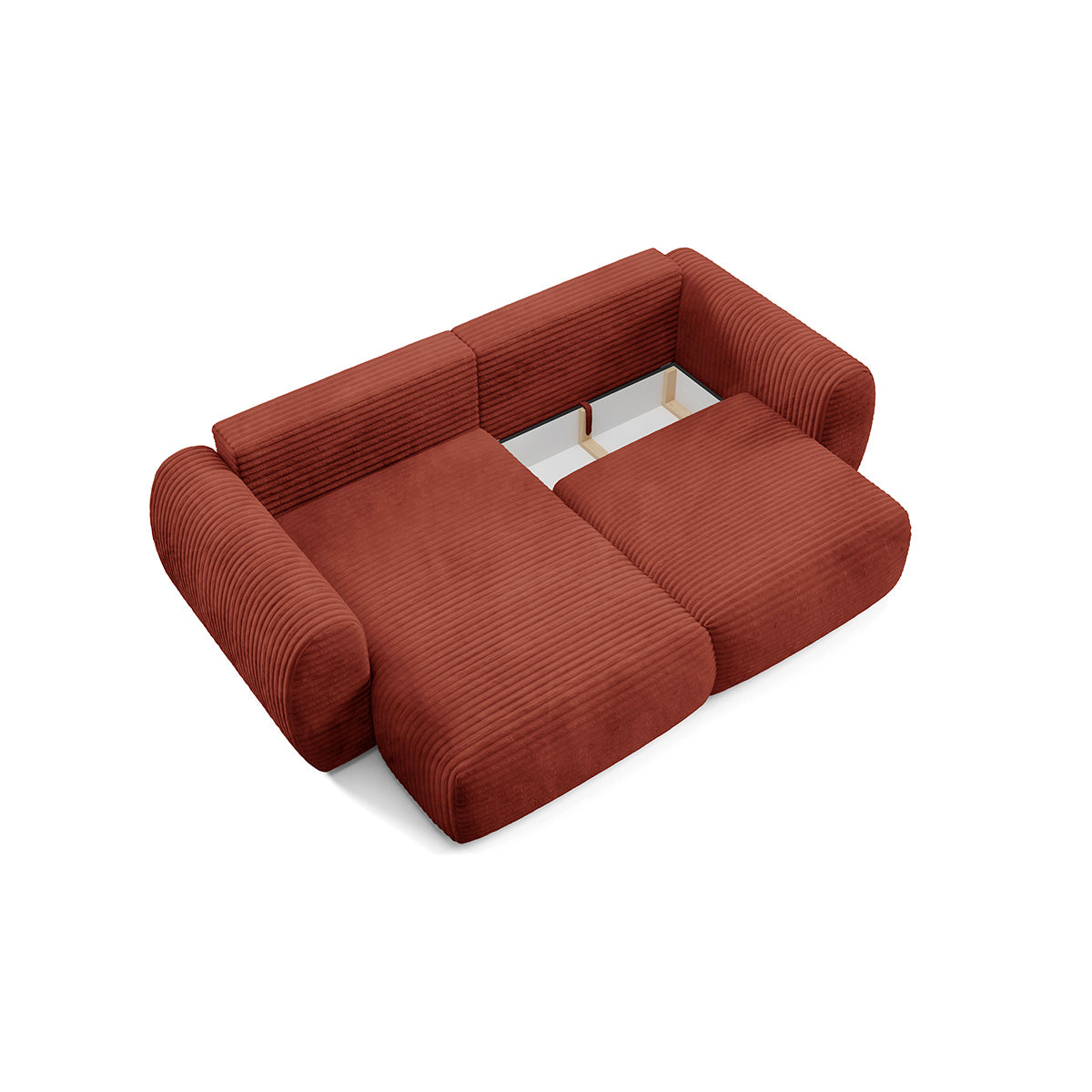 Canapé d'angle réversible et convertible 3 places avec coffre Camilla Terracotta - vue 4