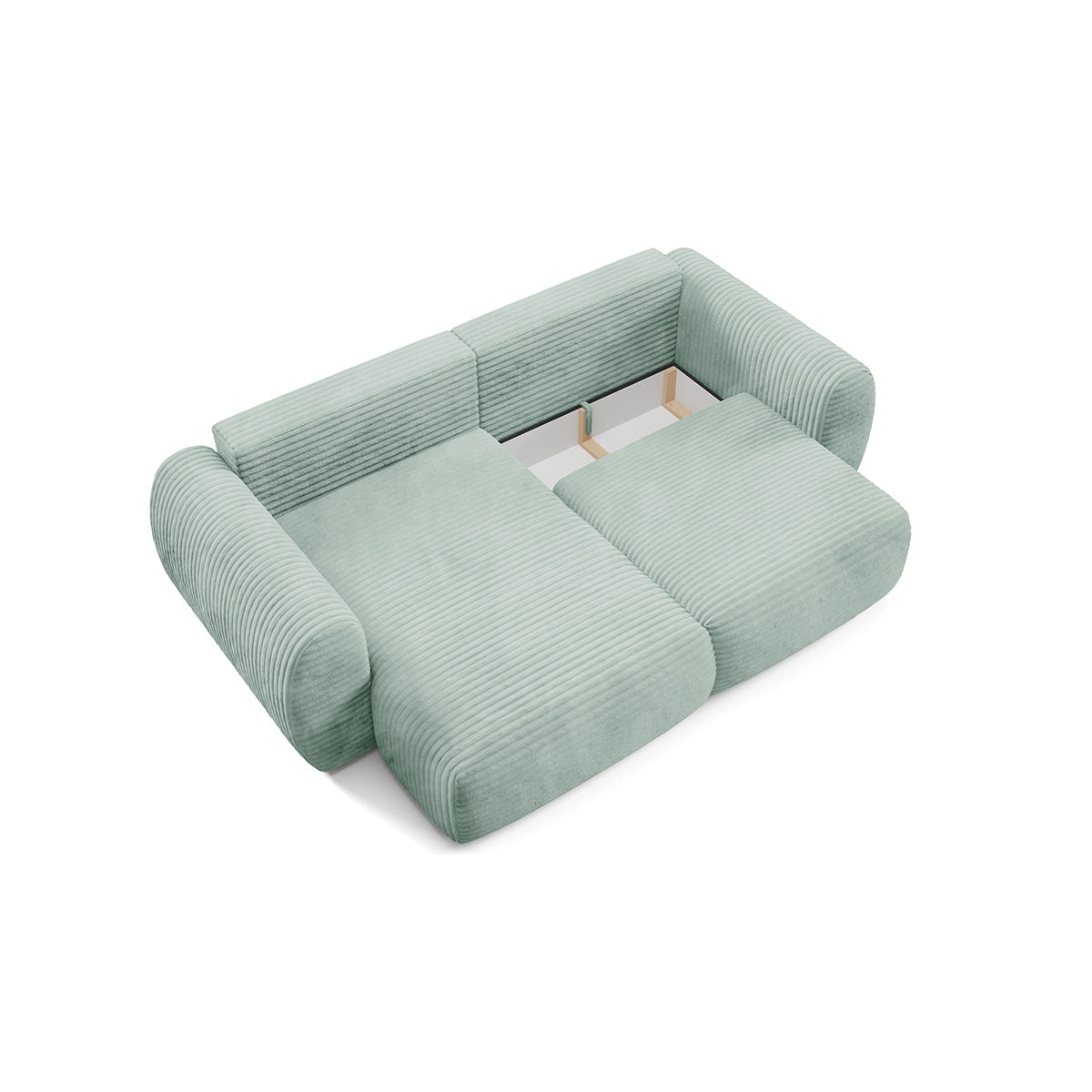 Canapé d'angle réversible et convertible 3 places avec coffre Camilla Vert d'eau - vue 4