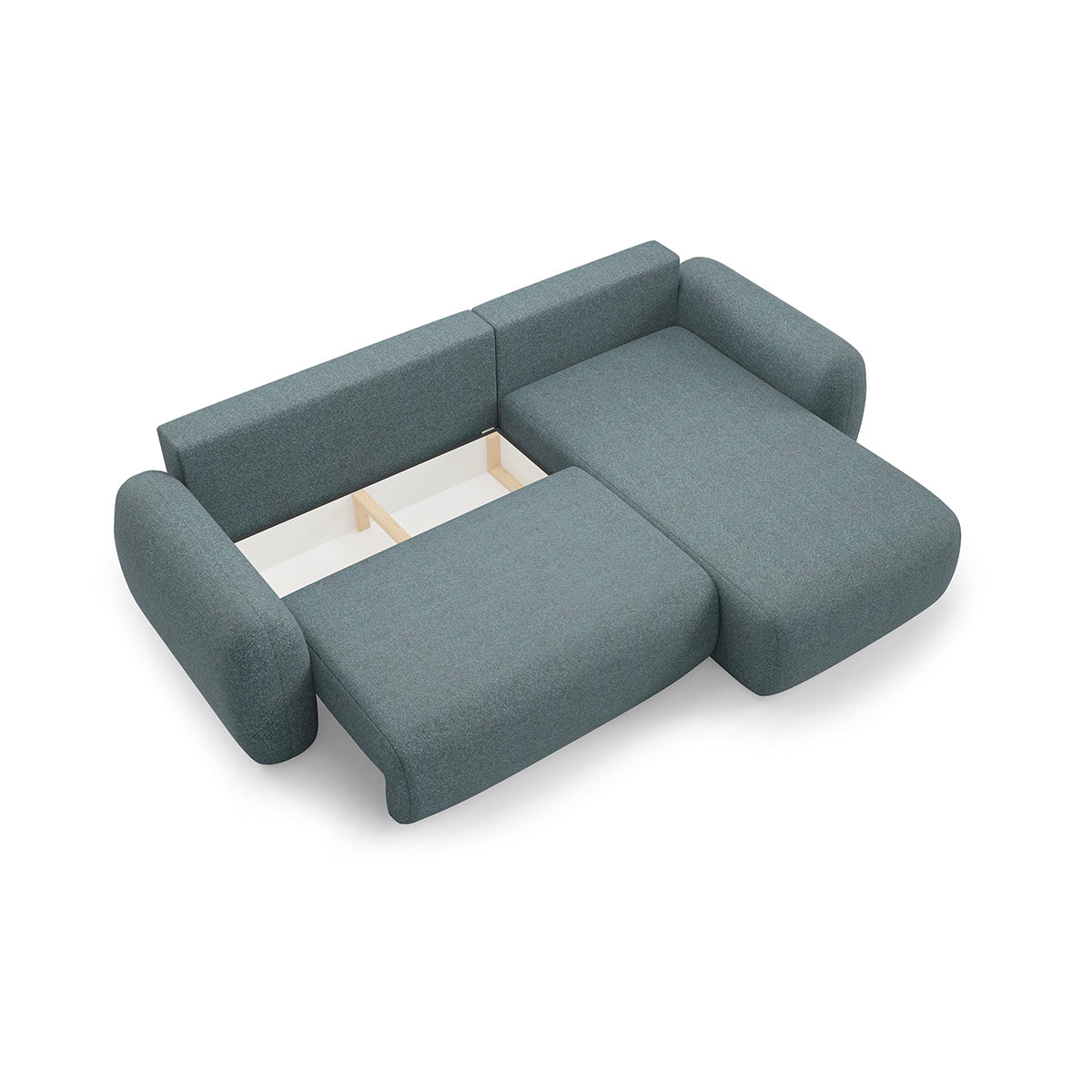 Canapé d'angle réversible et convertible 3 places avec coffre Carmela Bleu - vue 3