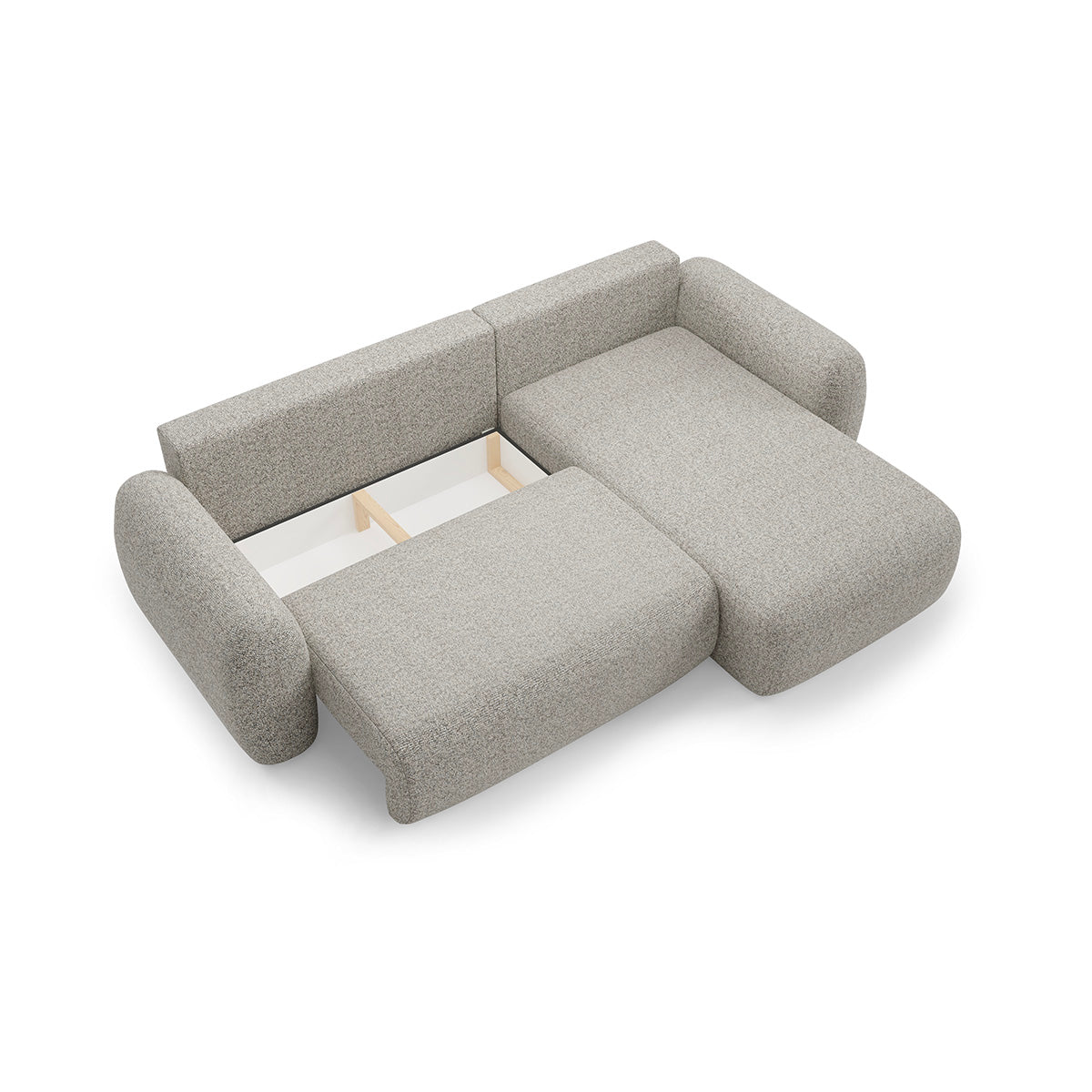 Canapé d'angle réversible et convertible 3 places avec coffre Carmela Gris clair - vue 3