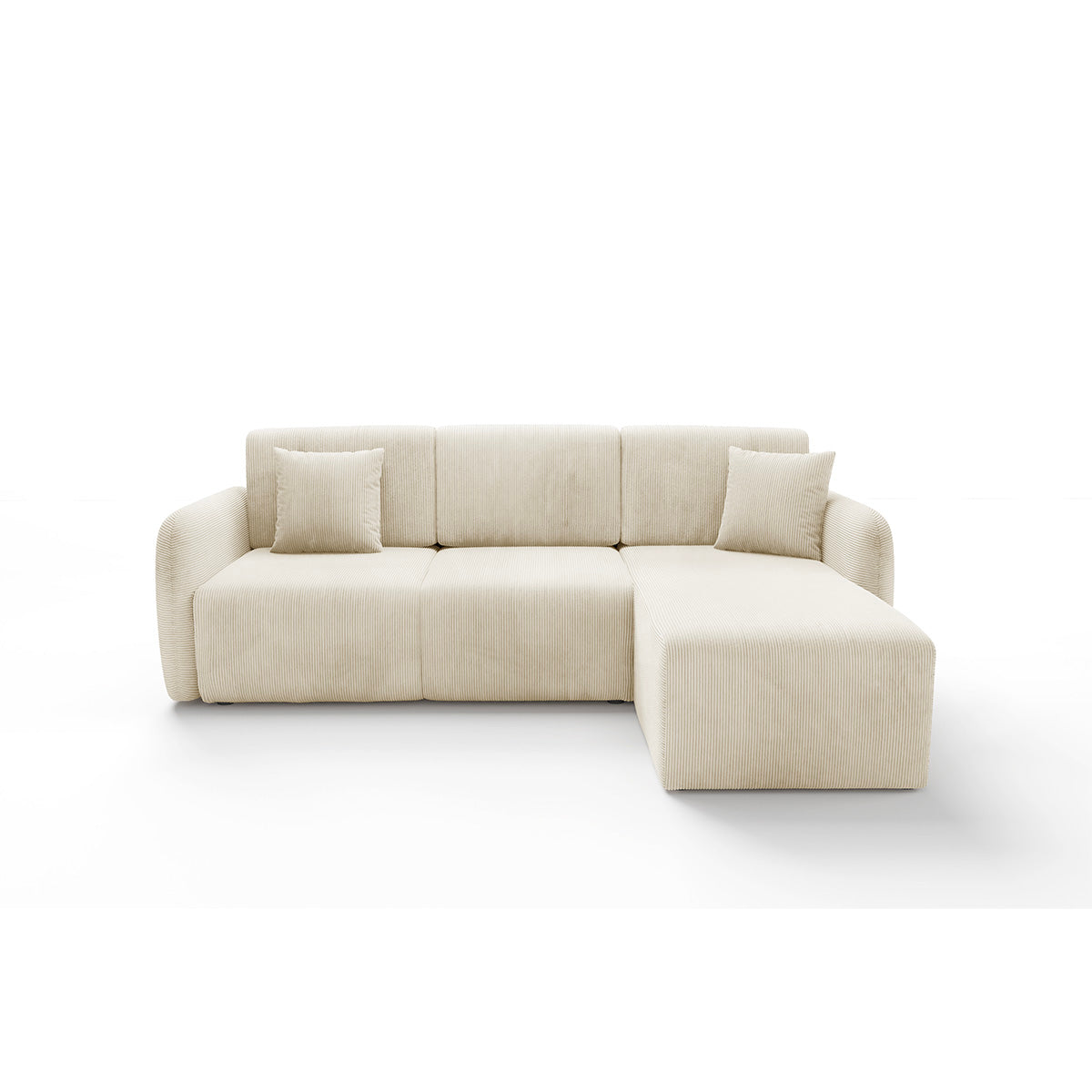 Canapé d'angle réversible et convertible 3 places avec coffre Dora Beige - vue 2