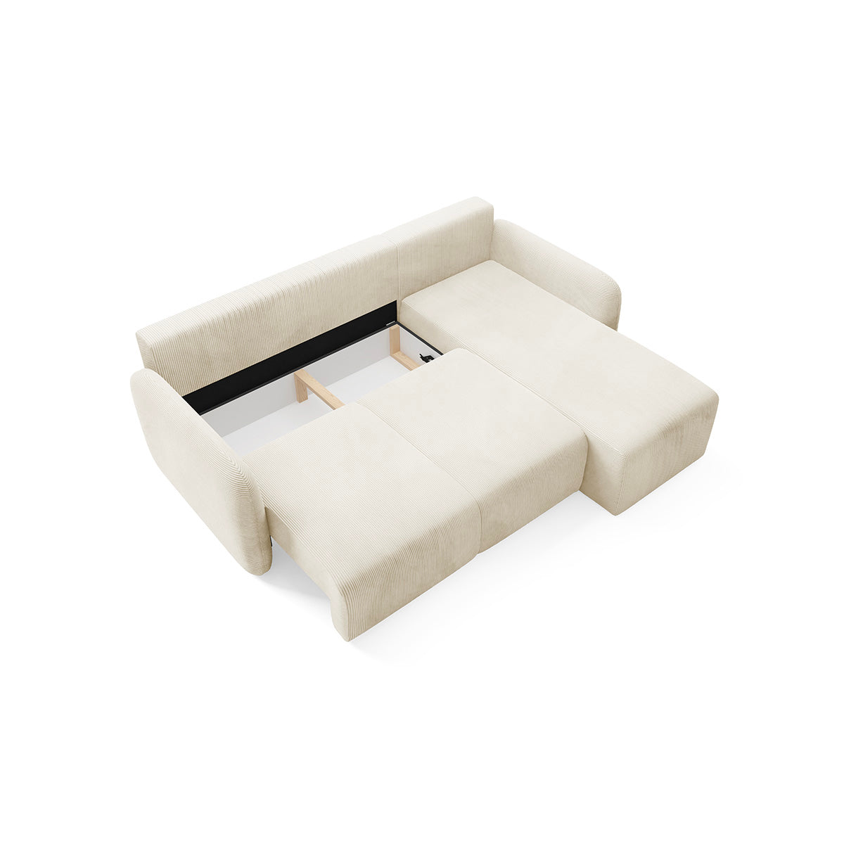 Canapé d'angle réversible et convertible 3 places avec coffre Dora Beige - vue 3