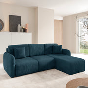 Canapé d'angle réversible et convertible 3 places avec coffre Dora Bleu foncé
