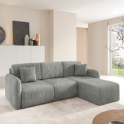 Canapé d'angle réversible et convertible 3 places avec coffre Dora Gris clair