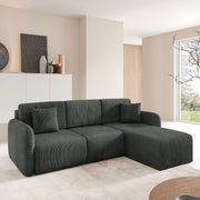 Canapé d'angle réversible et convertible 3 places avec coffre Dora Gris foncé