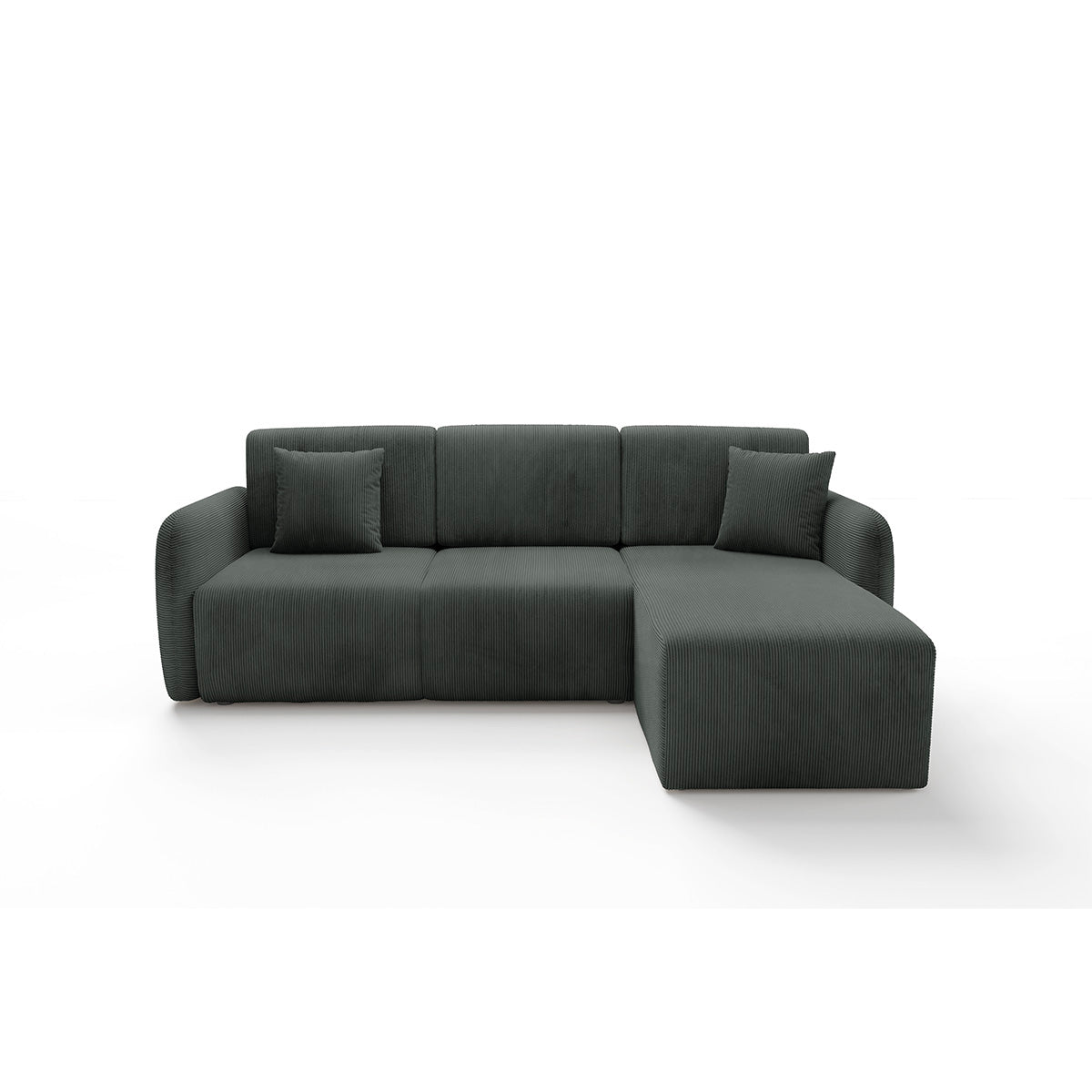 Canapé d'angle réversible et convertible 3 places avec coffre Dora Gris foncé - vue 2