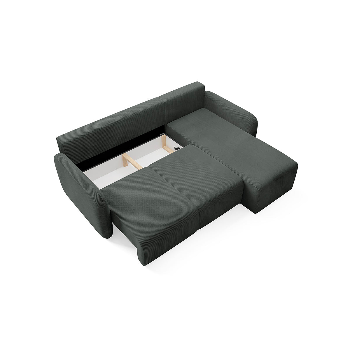 Canapé d'angle réversible et convertible 3 places avec coffre Dora Gris foncé - vue 3