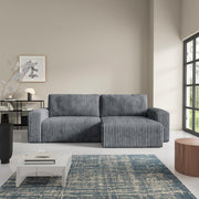 Canapé d'angle réversible et convertible 3 places avec coffre et accoudoirs Angela Gris foncé
