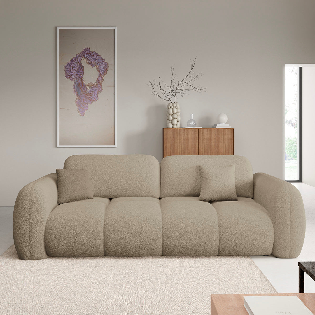 Canapé convertible 3 places avec coffre Livio Beige