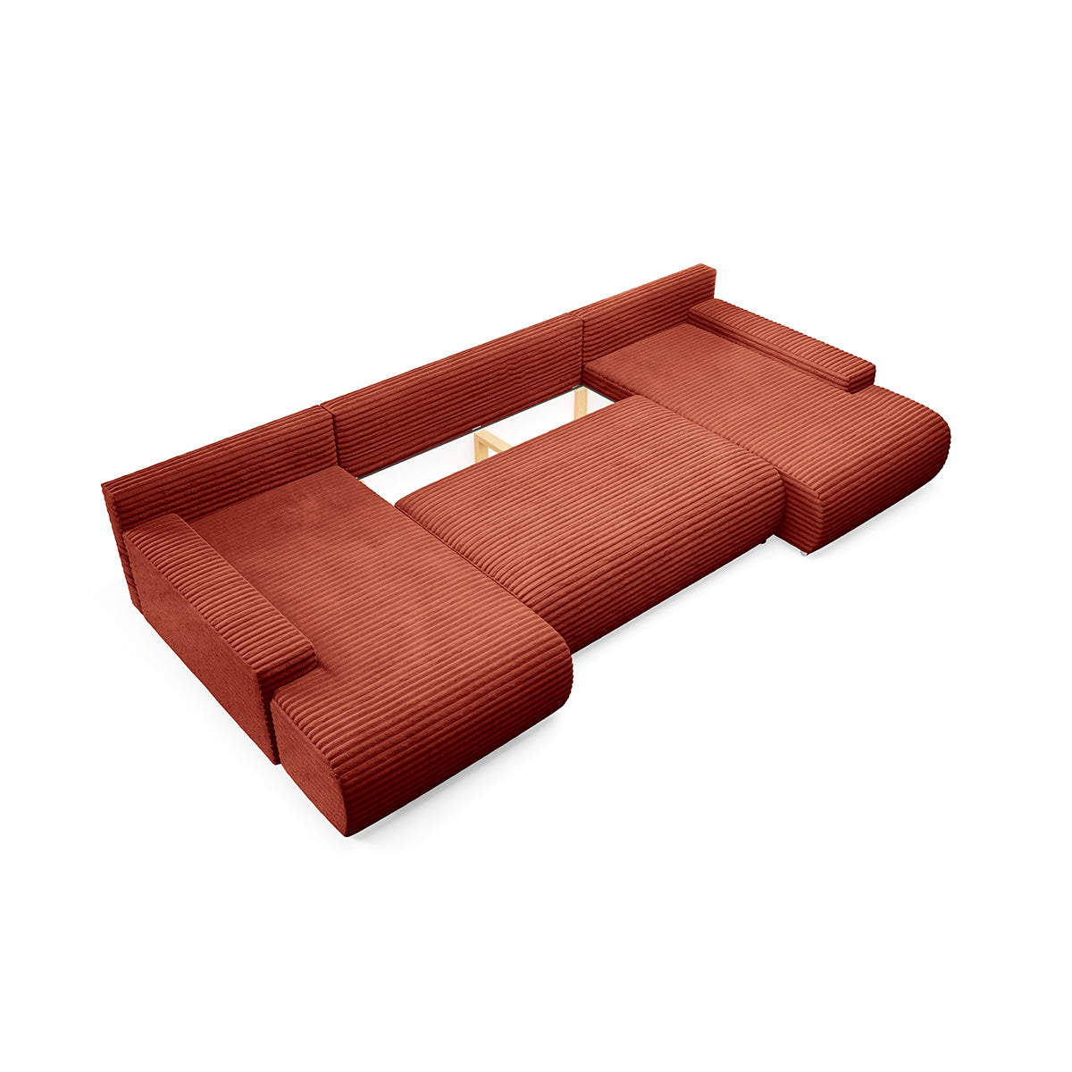 Canapé en U 4 places convertible avec coffre Ivana Terracotta - vue 4