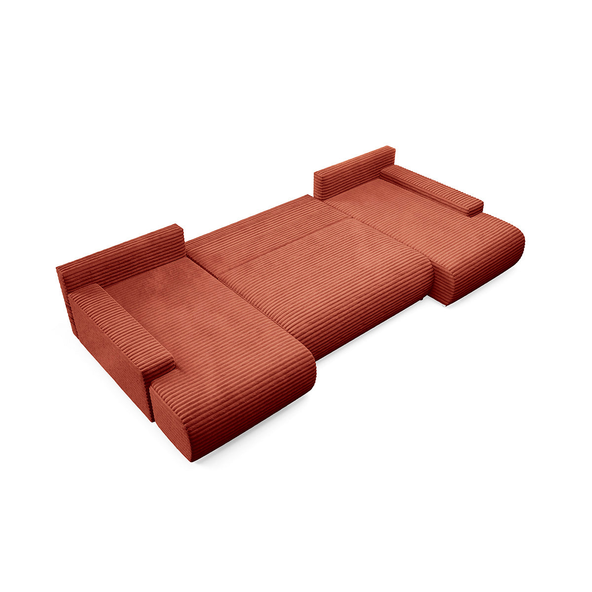 Canapé en U 4 places convertible avec coffre Ivana Terracotta - vue 5