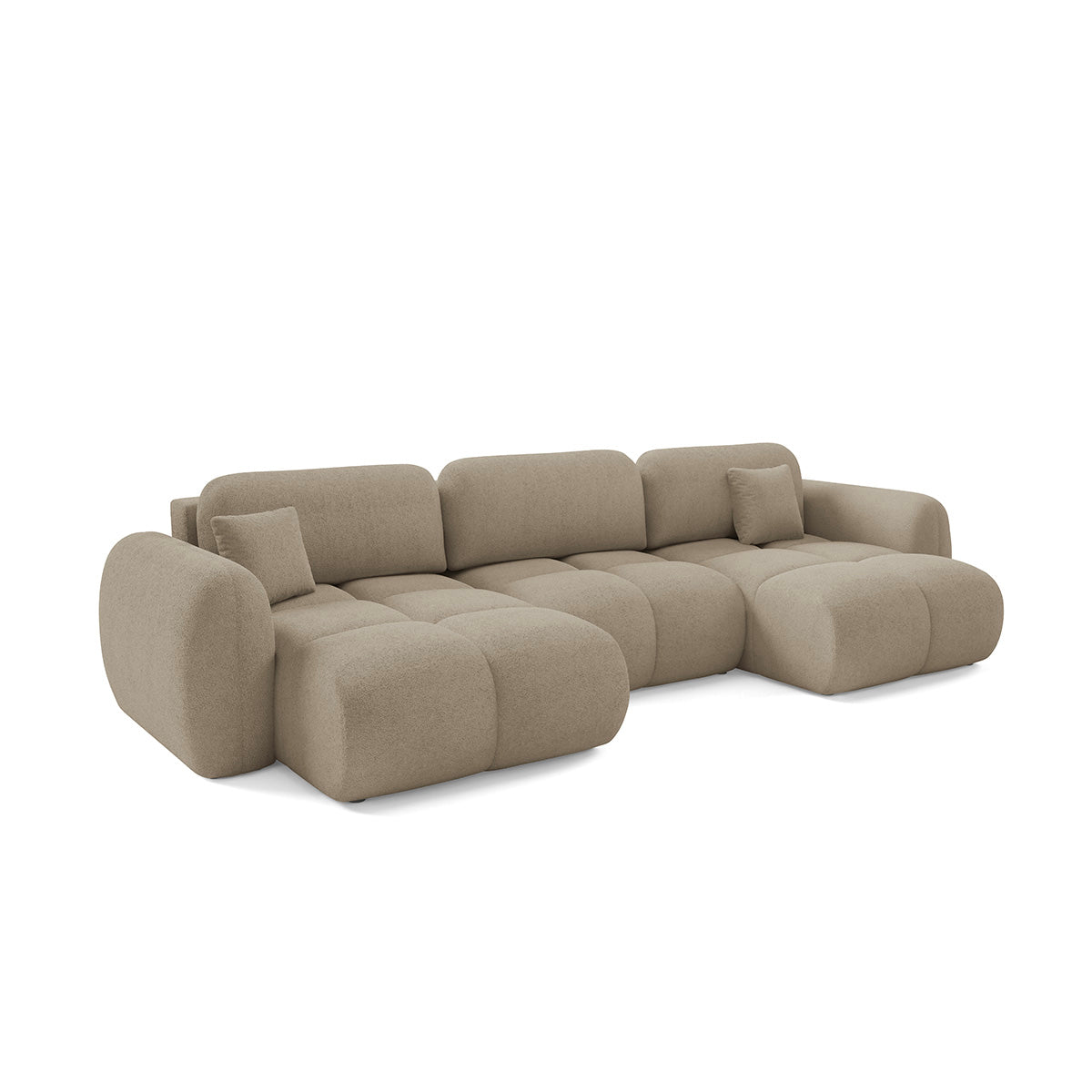 Canapé en U 4 places convertible avec coffre Livio Beige - vue 2