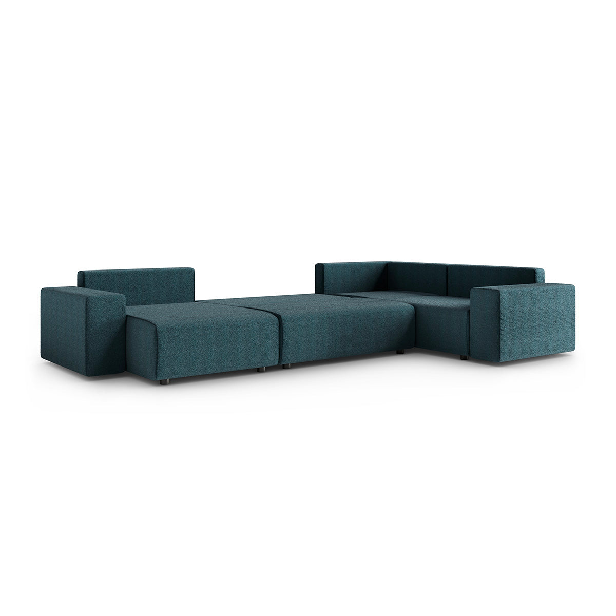 Canapé en U 5 places angle droit convertible avec coffre Lorenzo Bleu - vue 4