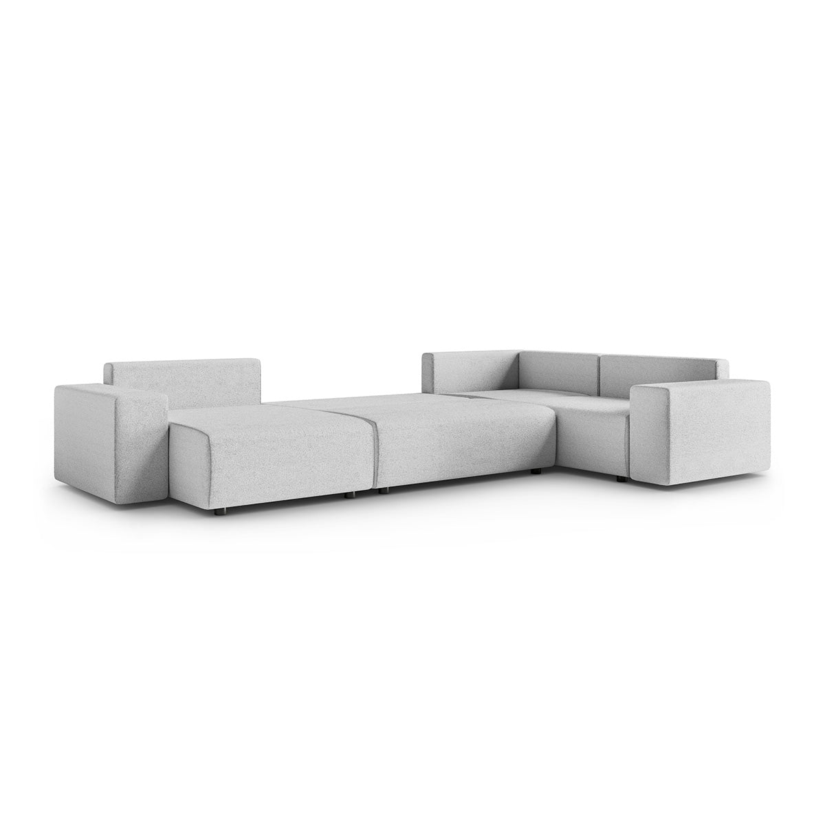 Canapé en U 5 places angle droit convertible avec coffre Lorenzo Gris clair - vue 4