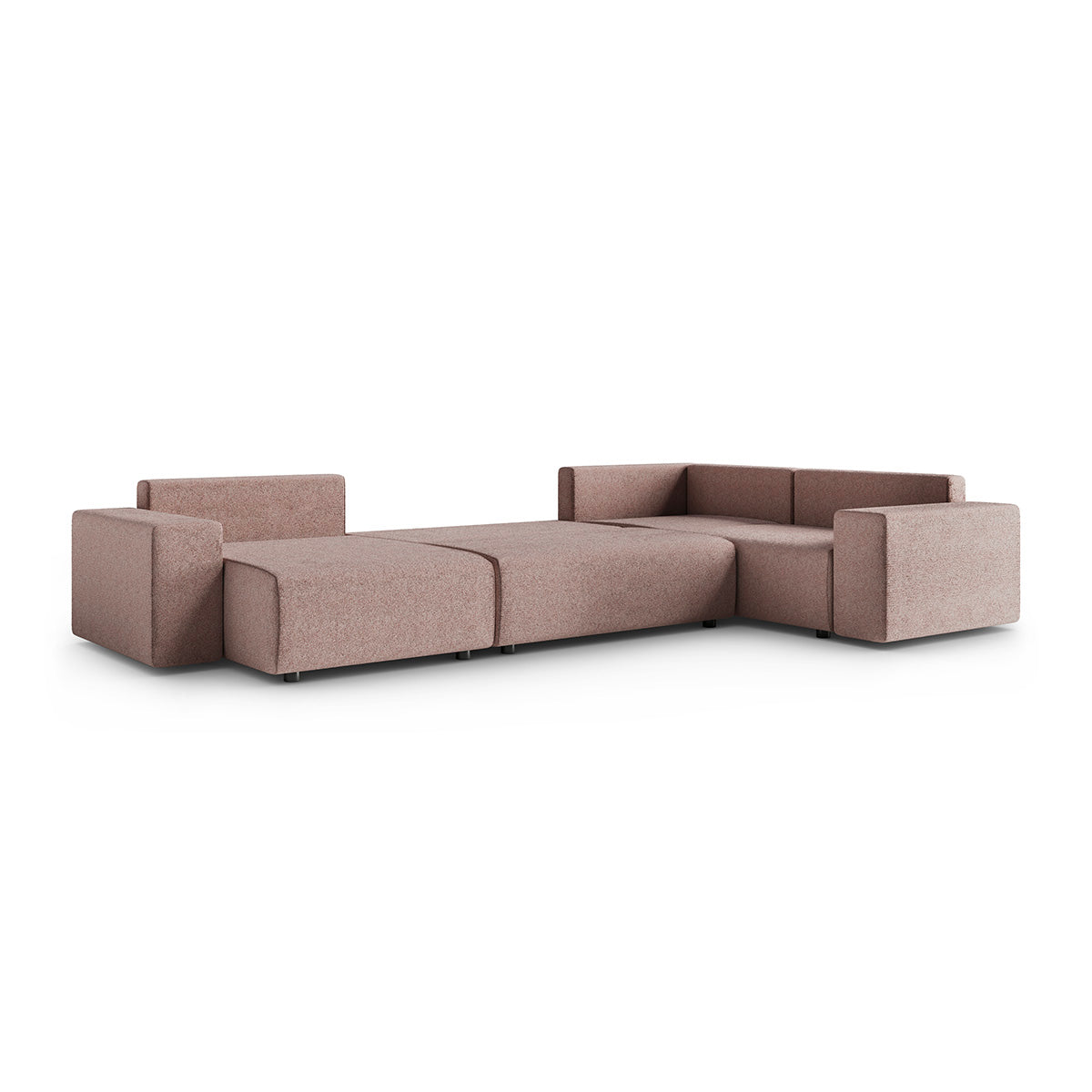 Canapé en U 5 places angle droit convertible avec coffre Lorenzo Rose - vue 4