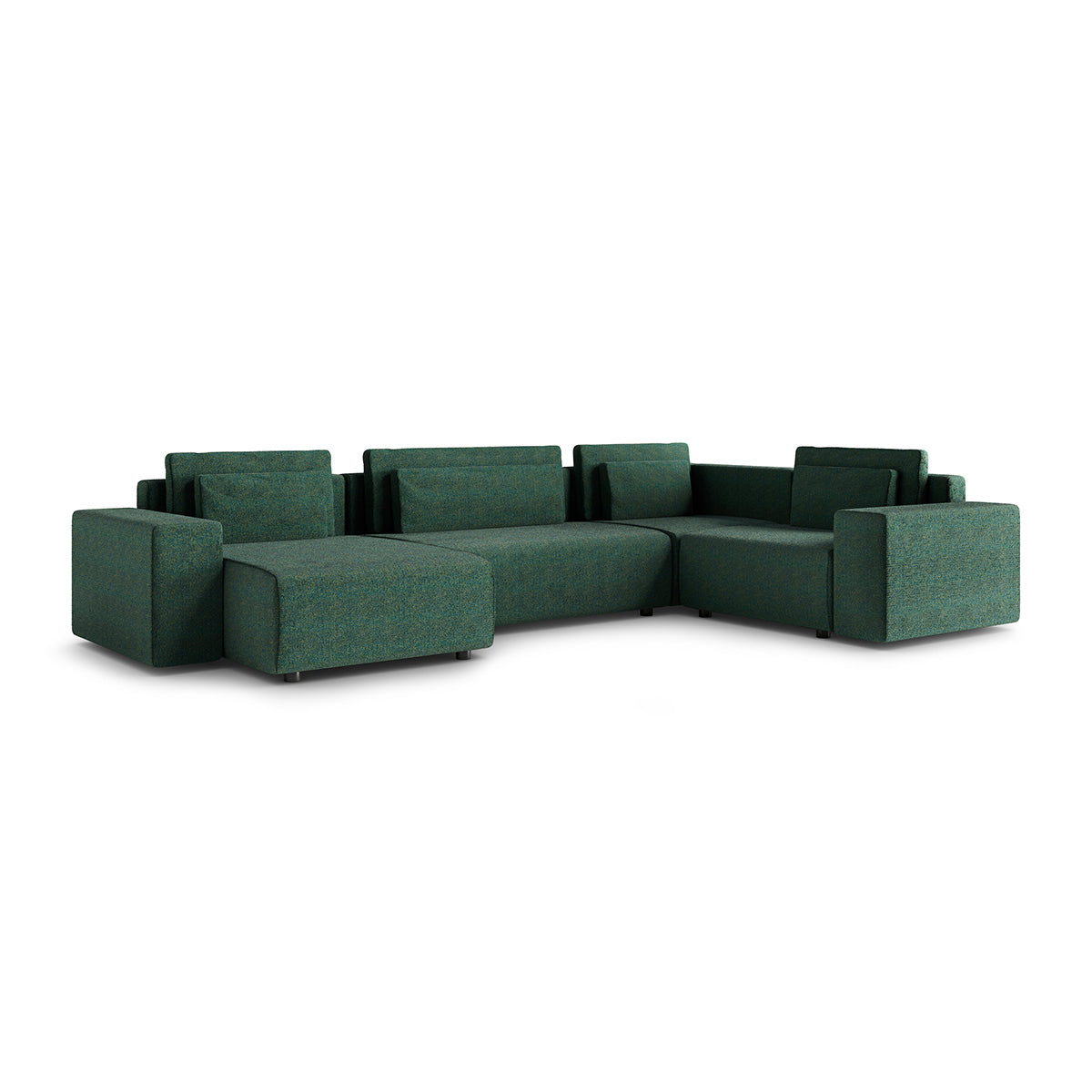 Canapé en U 5 places angle droit convertible avec coffre Lorenzo Vert - vue 2