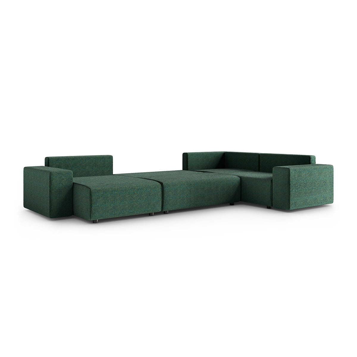 Canapé en U 5 places angle droit convertible avec coffre Lorenzo Vert - vue 4