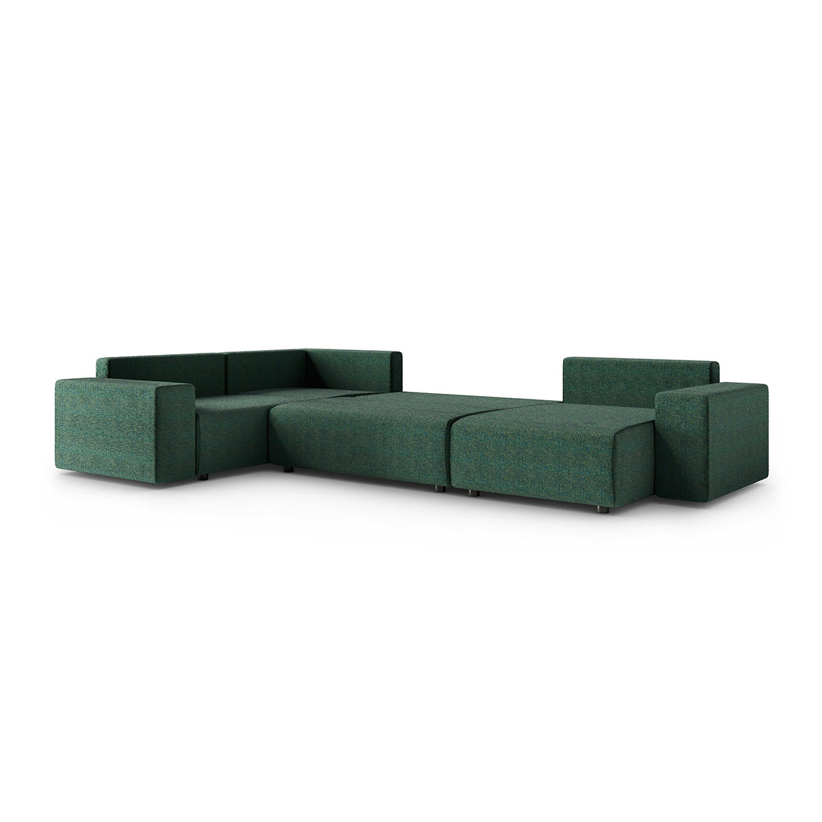 Canapé en U 5 places angle gauche convertible avec coffre Lorenzo Vert - vue 4