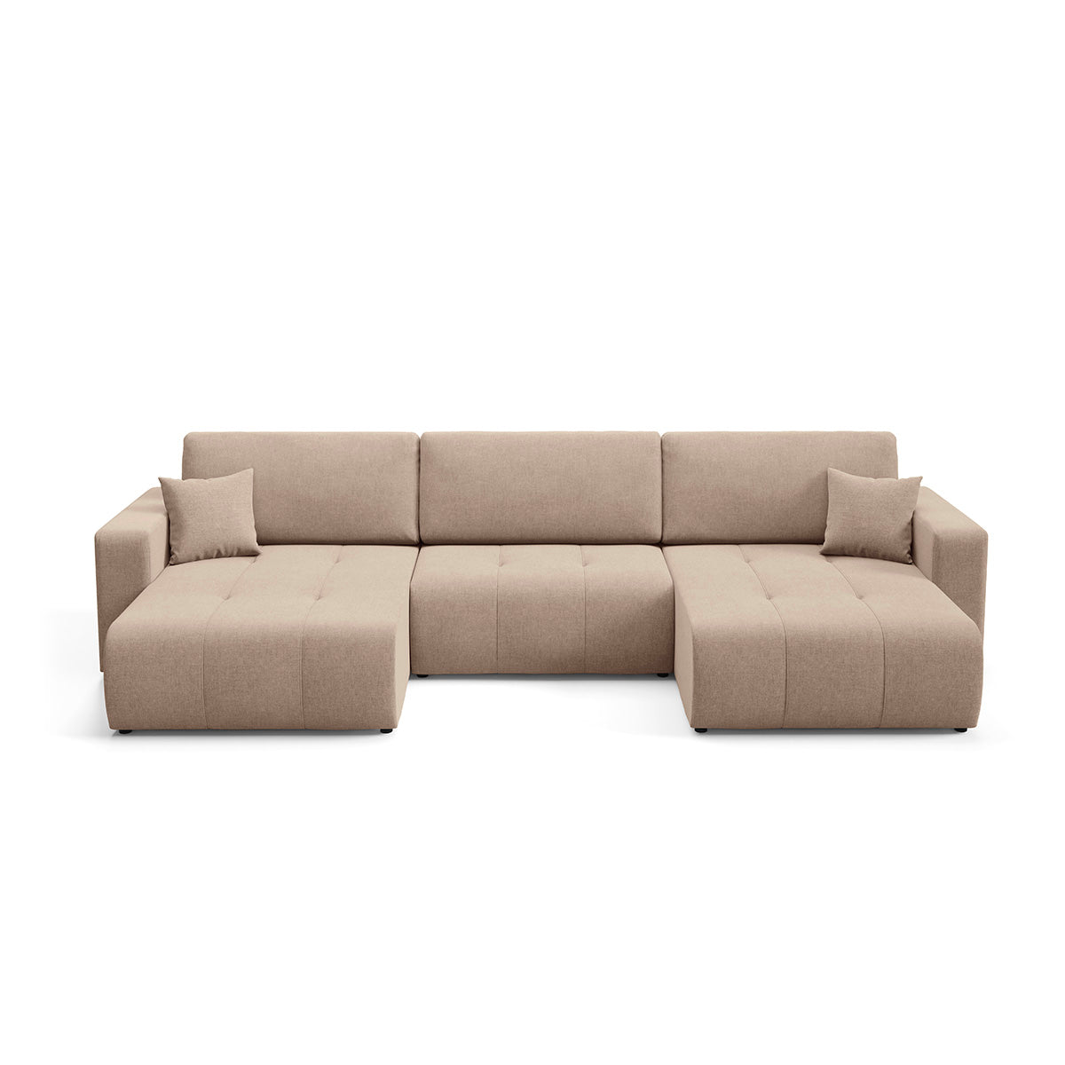 Canapé en U 5 places convertible avec coffre Giulia Beige - vue 3