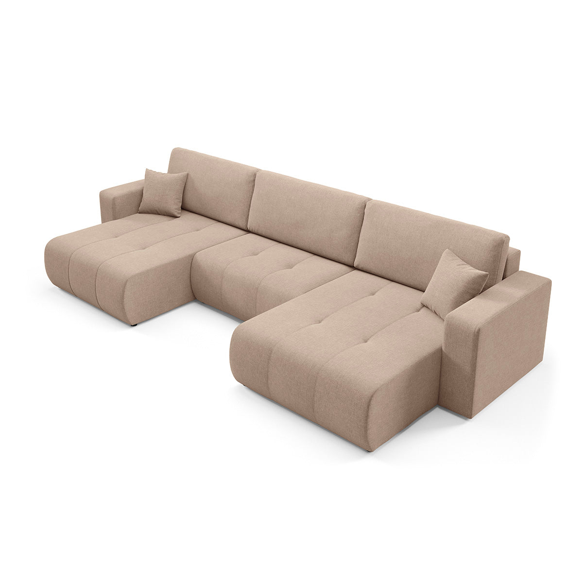 Canapé en U 5 places convertible avec coffre Giulia Beige - vue 4
