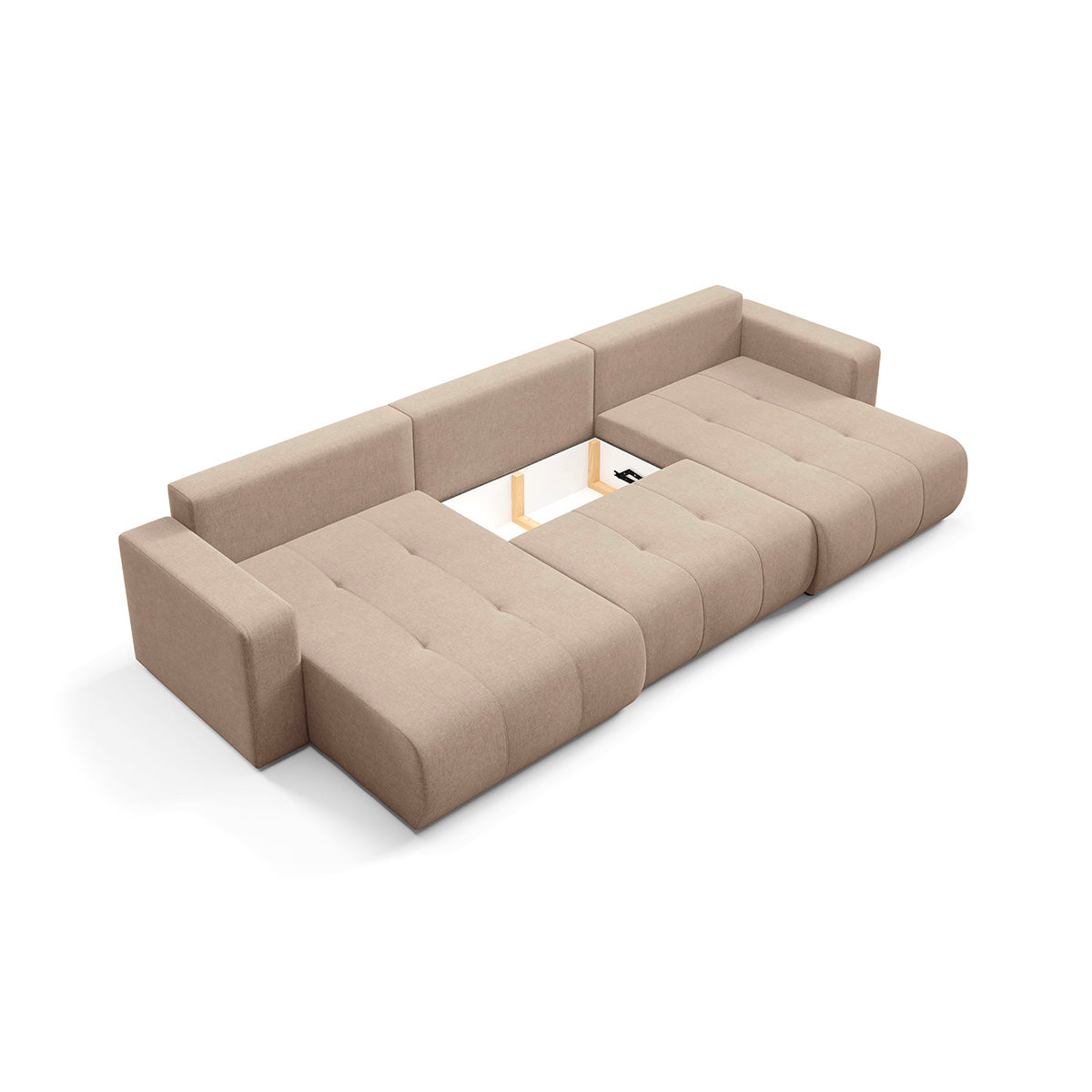 Canapé en U 5 places convertible avec coffre Giulia Beige - vue 6
