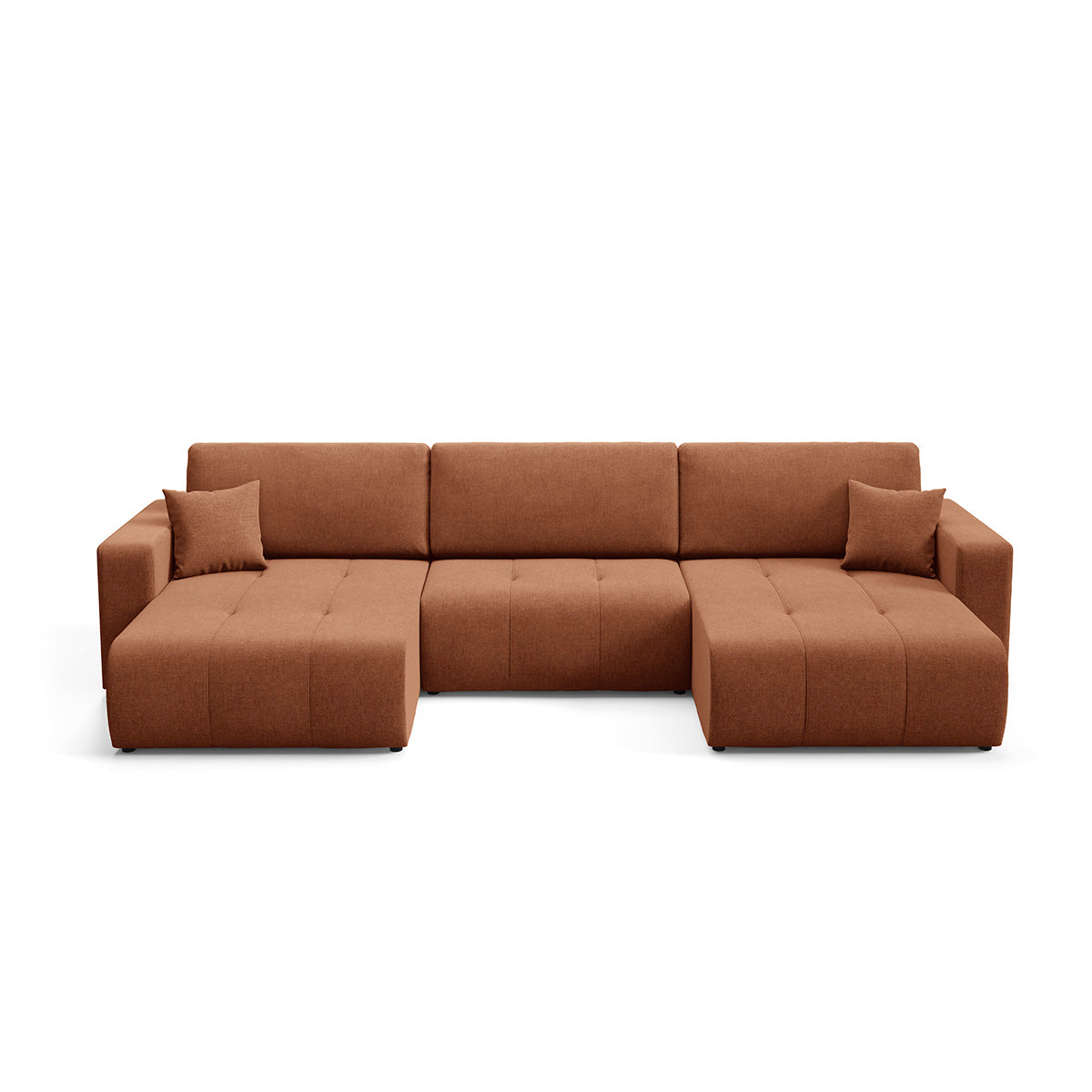 Canapé en U 5 places convertible avec coffre Giulia Terracotta - vue 3