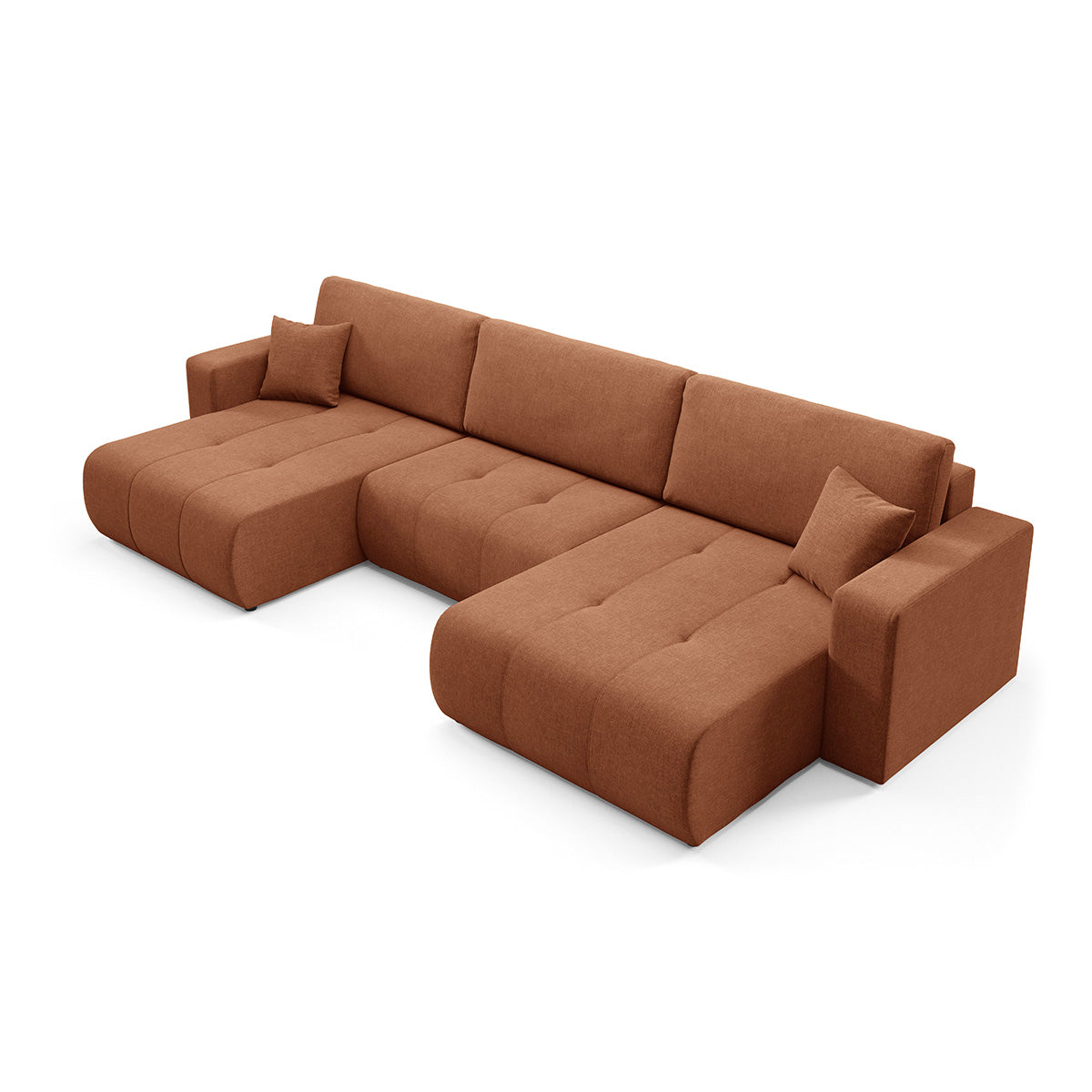 Canapé en U 5 places convertible avec coffre Giulia Terracotta - vue 4