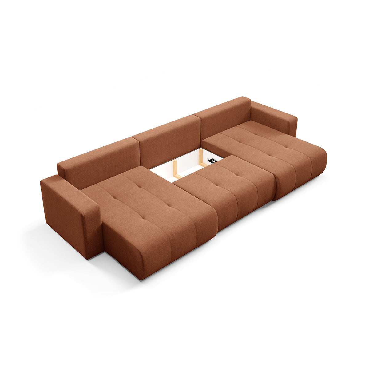 Canapé en U 5 places convertible avec coffre Giulia Terracotta - vue 6