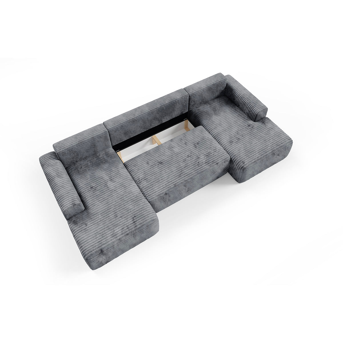 Canapé en U 5 places convertible avec coffre Romeo Gris foncé - vue 6