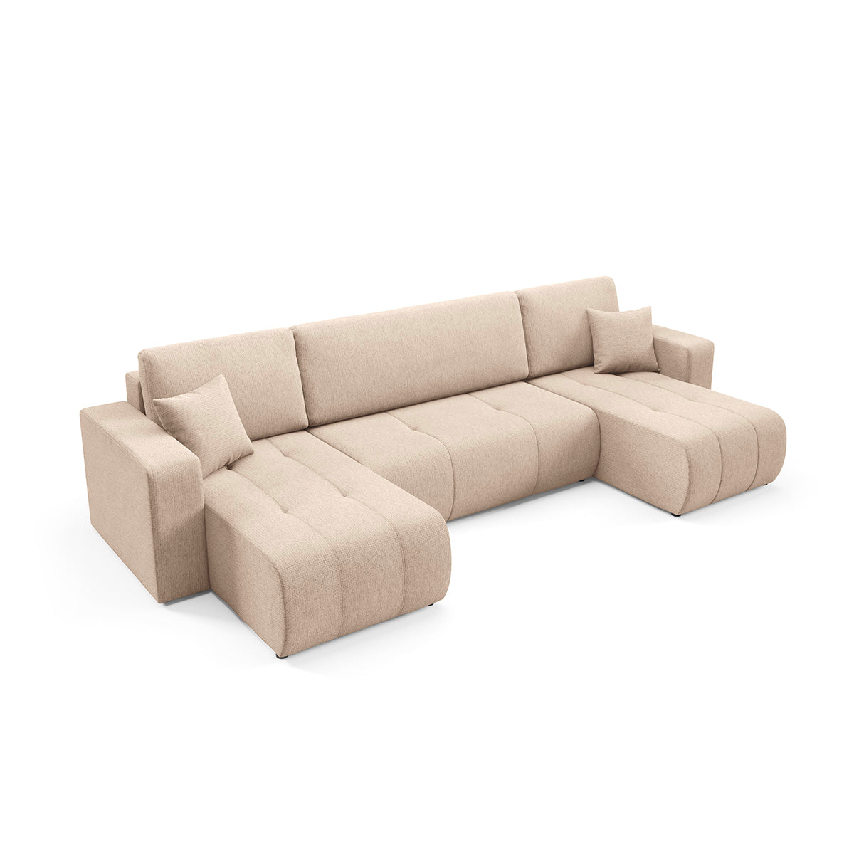 Canapé en U 5 places convertible avec coffre Vasco Beige - vue 2