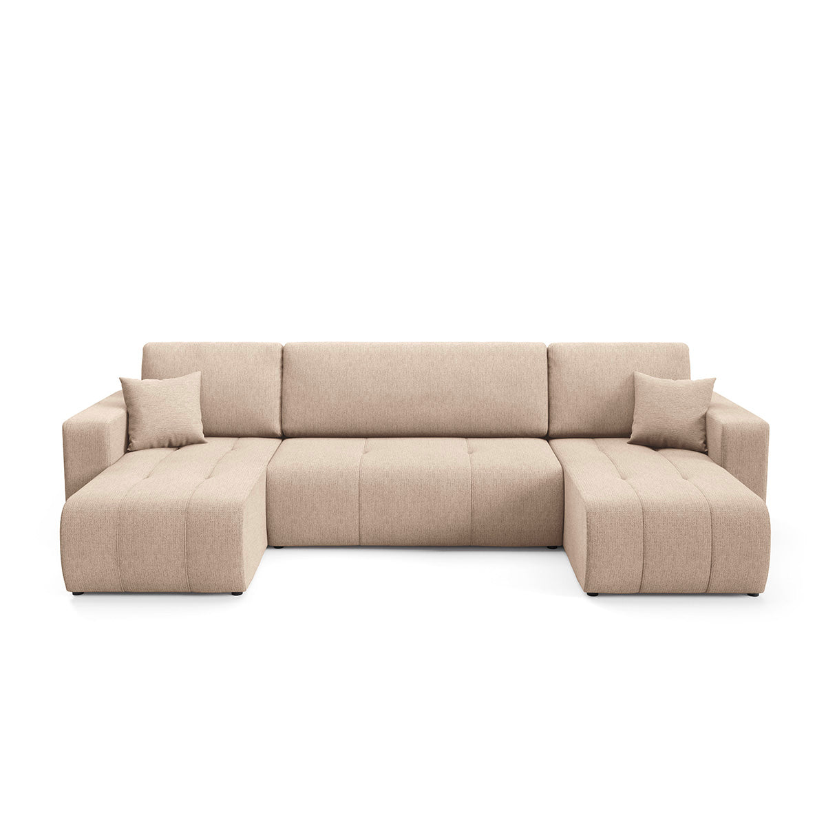 Canapé en U 5 places convertible avec coffre Vasco Beige - vue 3