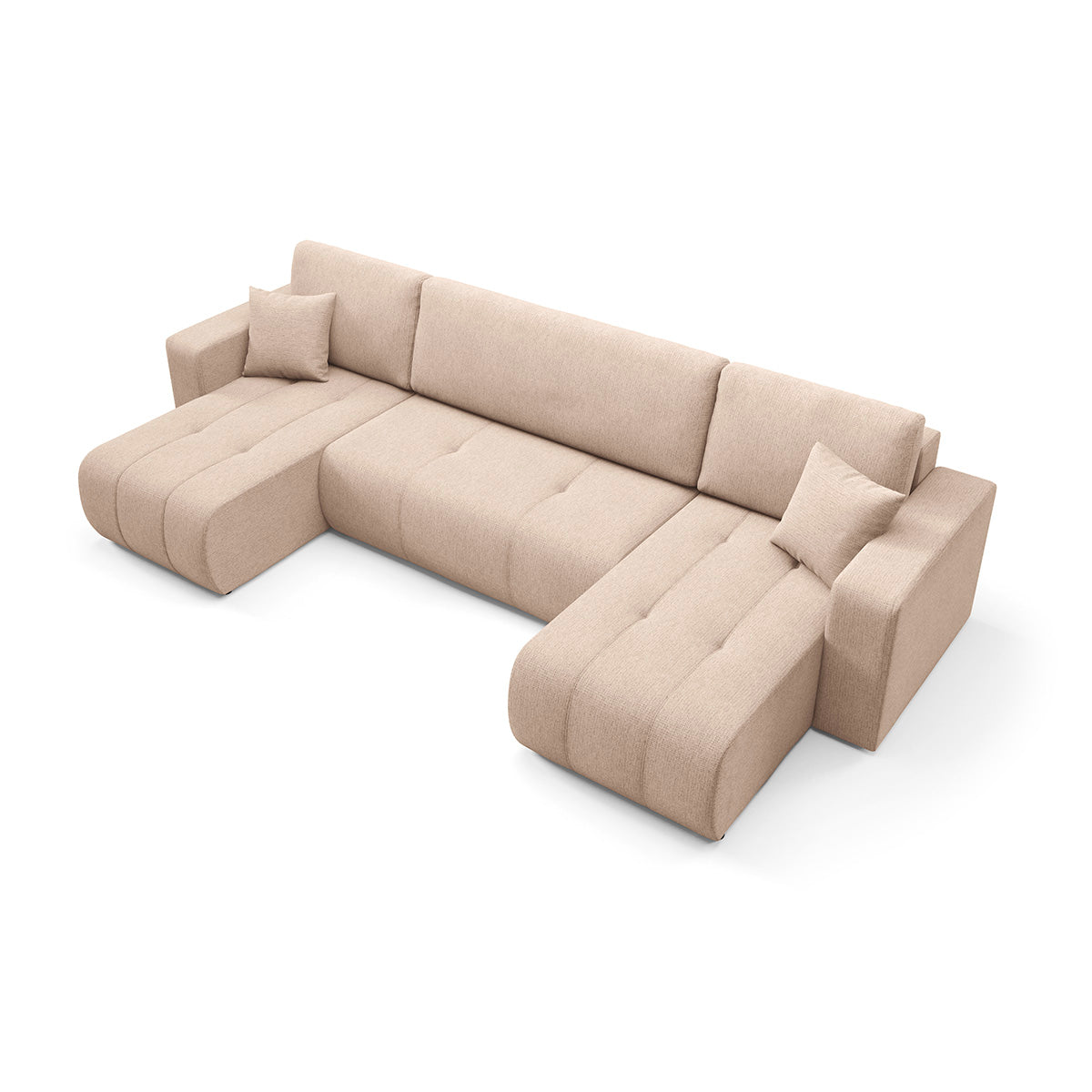 Canapé en U 5 places convertible avec coffre Vasco Beige - vue 4