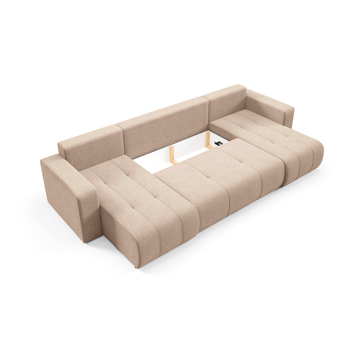 Canapé en U 5 places convertible avec coffre Vasco Beige - vue 6