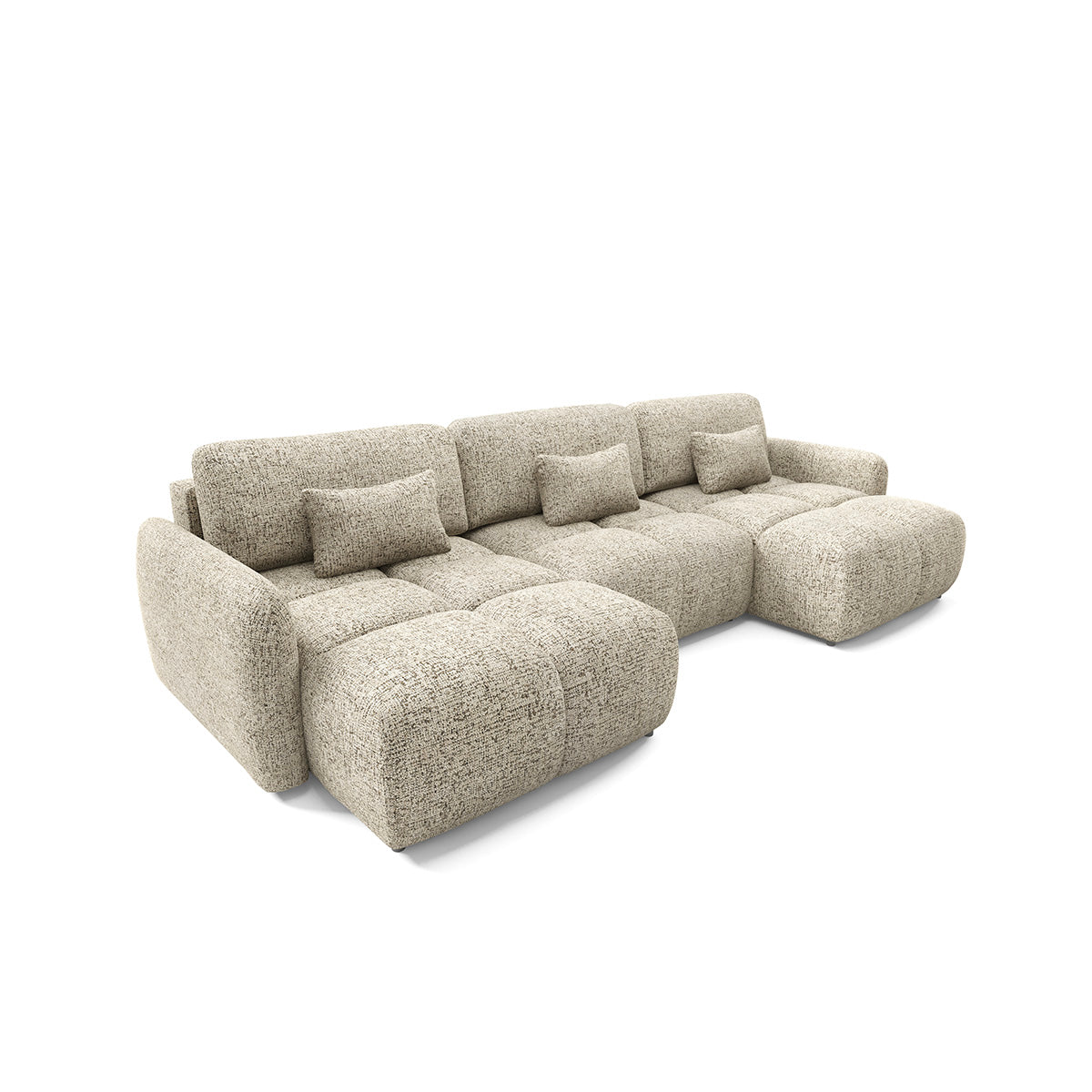 Canapé en U 5 places convertible avec coffre Vittoria Beige chiné - vue 2