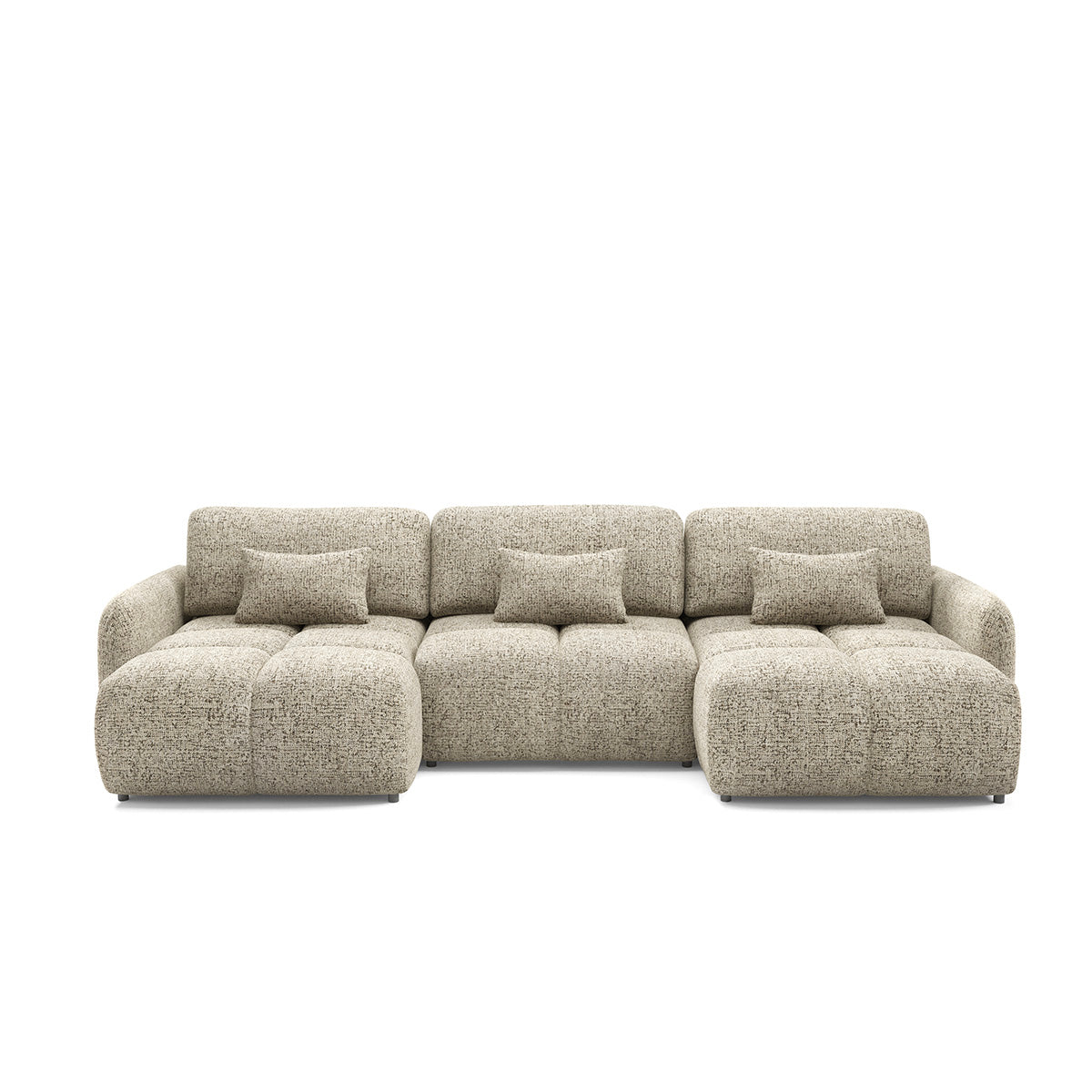 Canapé en U 5 places convertible avec coffre Vittoria Beige chiné - vue 3