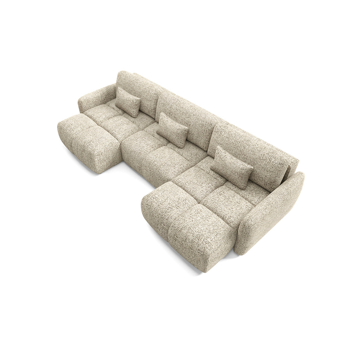 Canapé en U 5 places convertible avec coffre Vittoria Beige chiné - vue 4