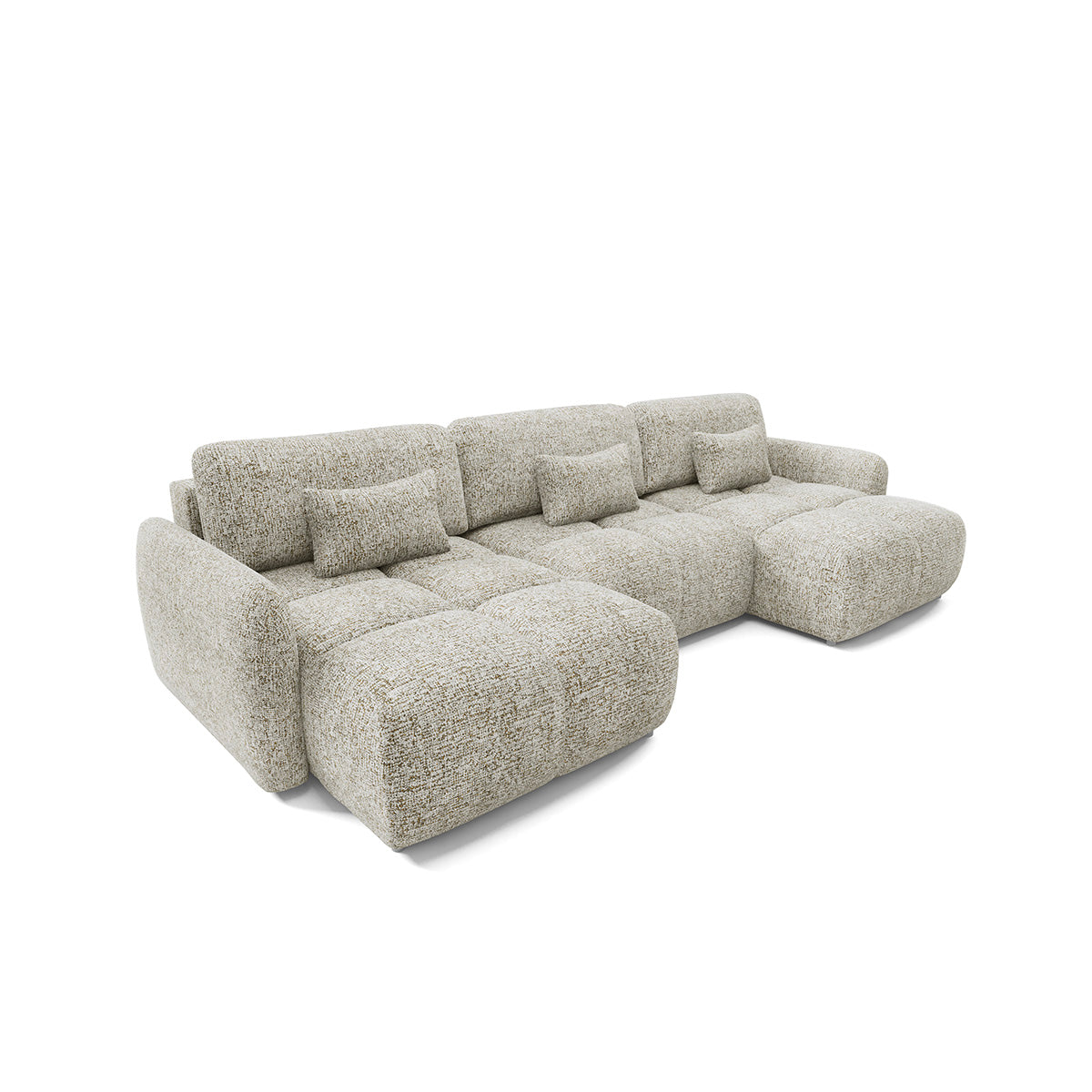 Canapé en U 5 places convertible avec coffre Vittoria Gris chiné - vue 2