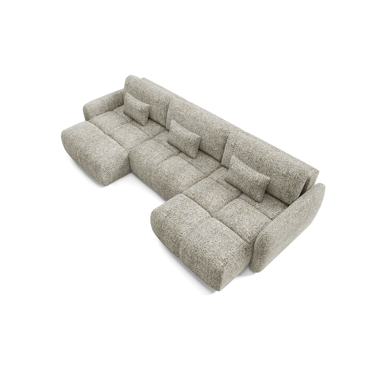 Canapé en U 5 places convertible avec coffre Vittoria Gris chiné - vue 4